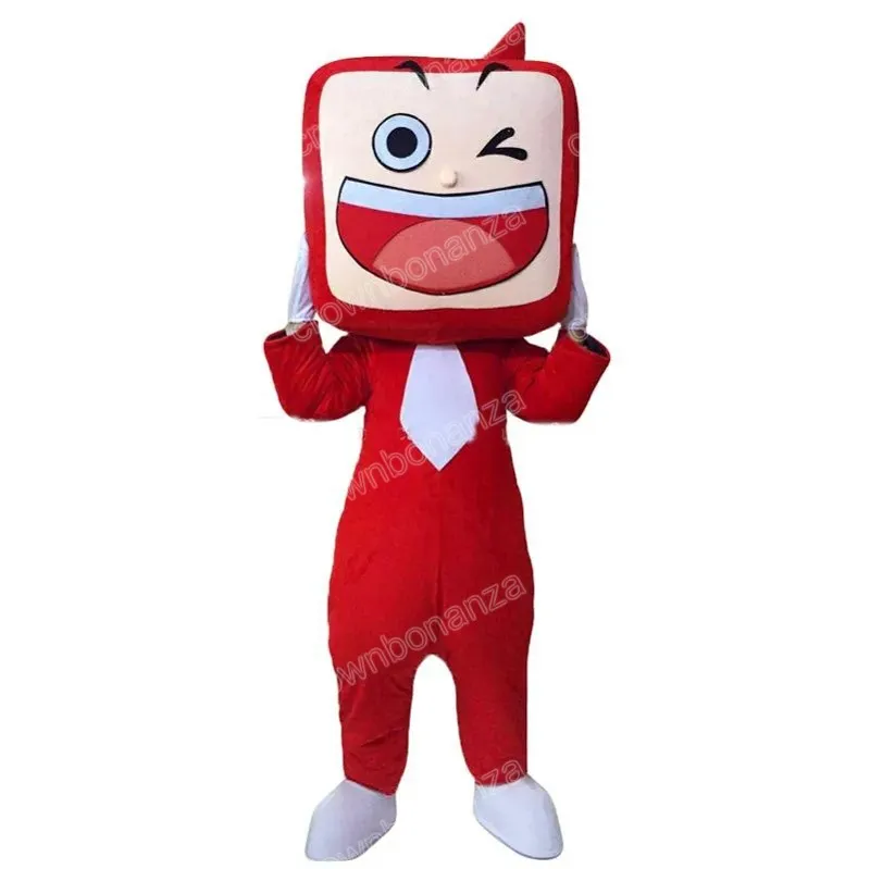 Performance Red TV Mascot Costumes Halloween Cartoon Character Outfit Suit Xmas Outdoor Party Outfit unisex PREMOTIONAL REDLÄGGREDSER