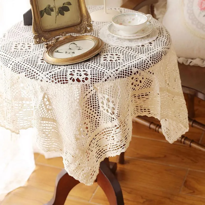 Nappe de Table en dentelle, couverture ronde creuse Vintage pour salle à manger, couverture de fête de mariage, couvertures de pique-nique, décoration de salle à faire soi-même