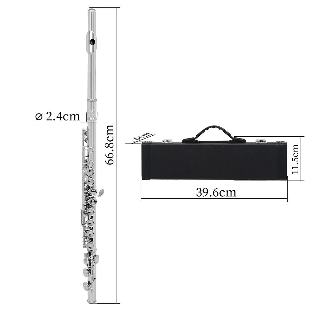 16-gaats fluit C gesloten gat verzilverde kopernikkelfluit houtblazersinstrument