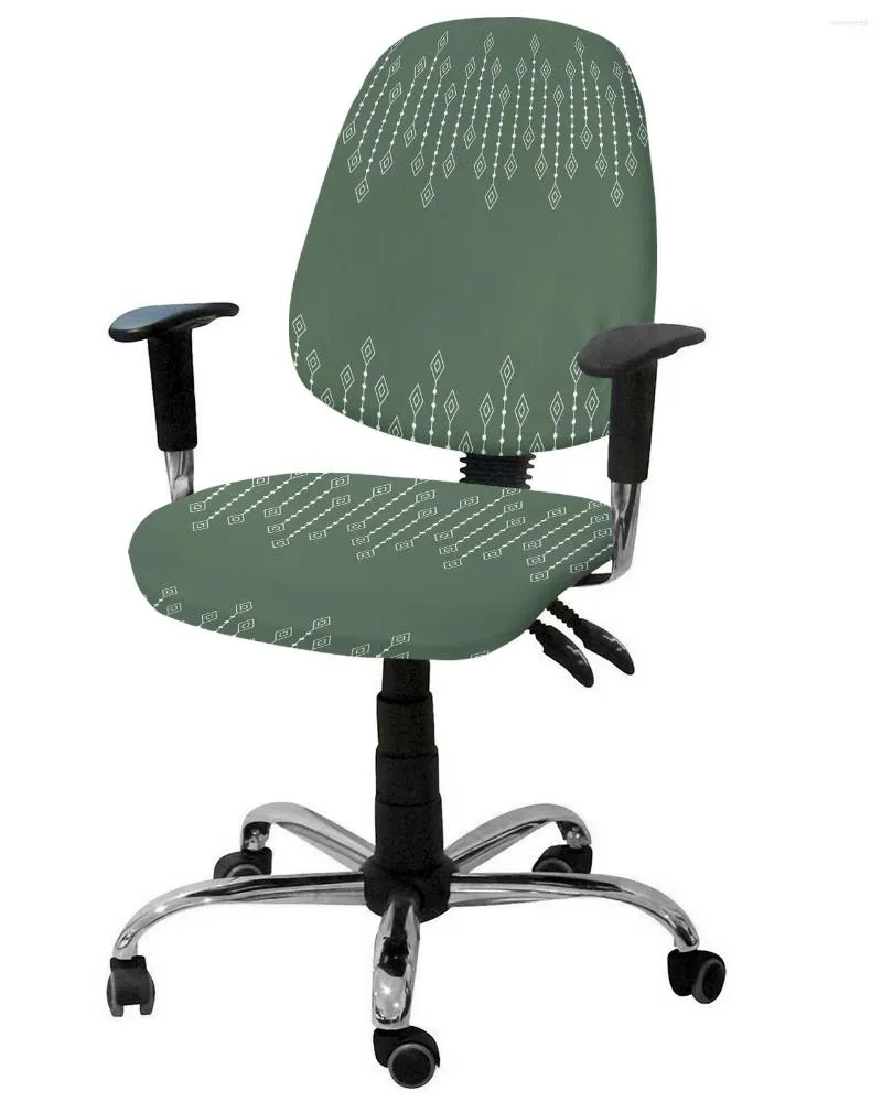 Housses de chaise bohème lignes géométriques vert élastique fauteuil ordinateur couverture extensible amovible bureau housse siège fendu