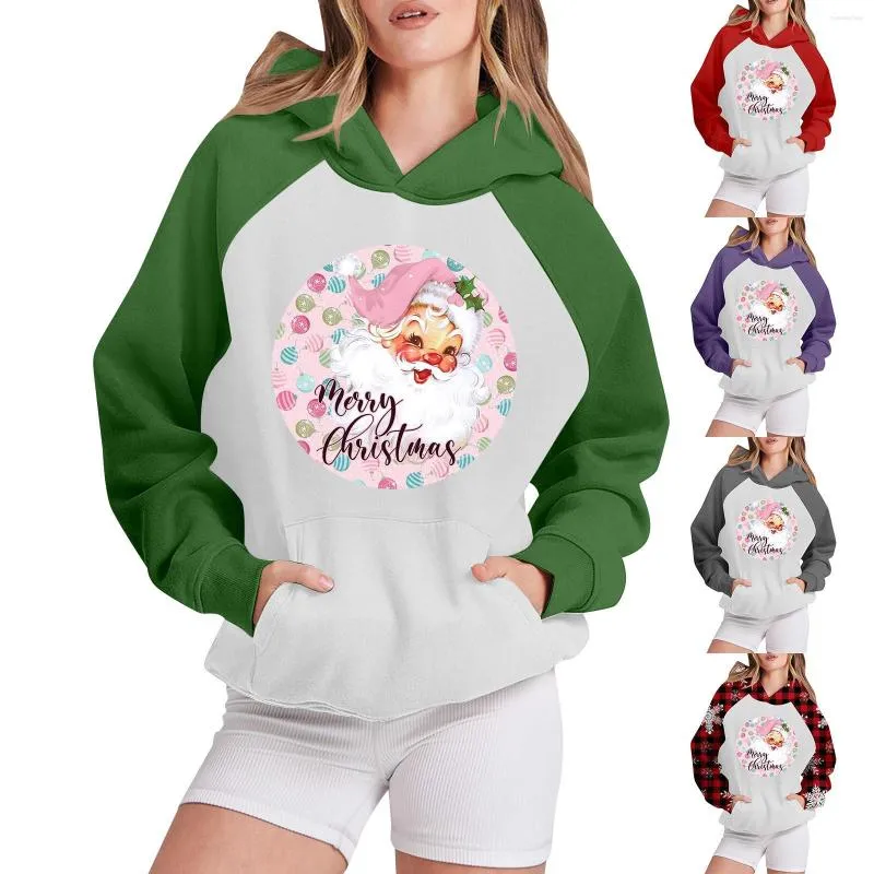 Hoodies femininos manga comprida com capuz moda vestido de natal com capuz zip up moletom feminino para