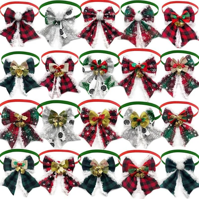 Vêtements de chien 10 pièces de style de Noël noeuds papillon chiot pour petits colliers colliers accessoires de toilettage de Noël pour animaux de compagnie