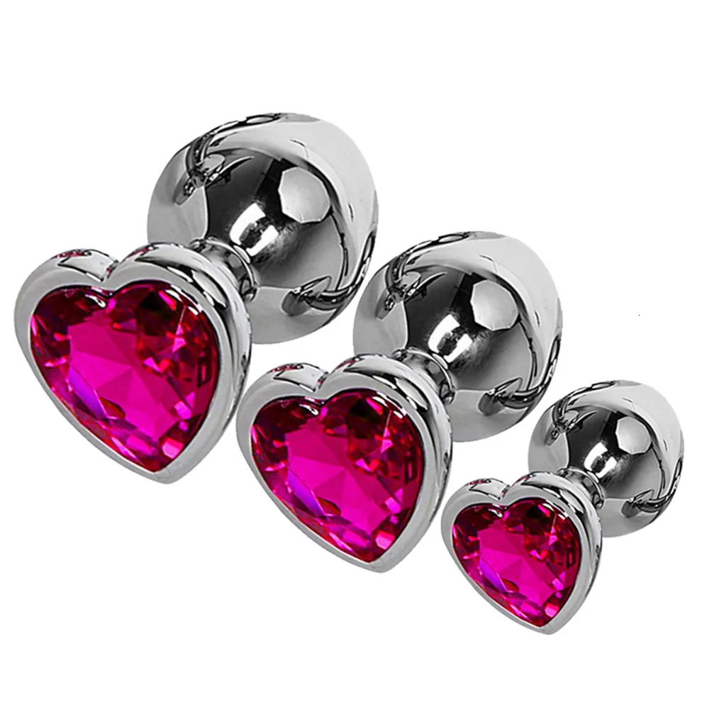 3 pezzi set giocattoli anali spina cuore cristallo in acciaio inossidabile giocattolo liscio per le donne stimolatore di testa di 3 dimensioni massa della prostata_voghion.com