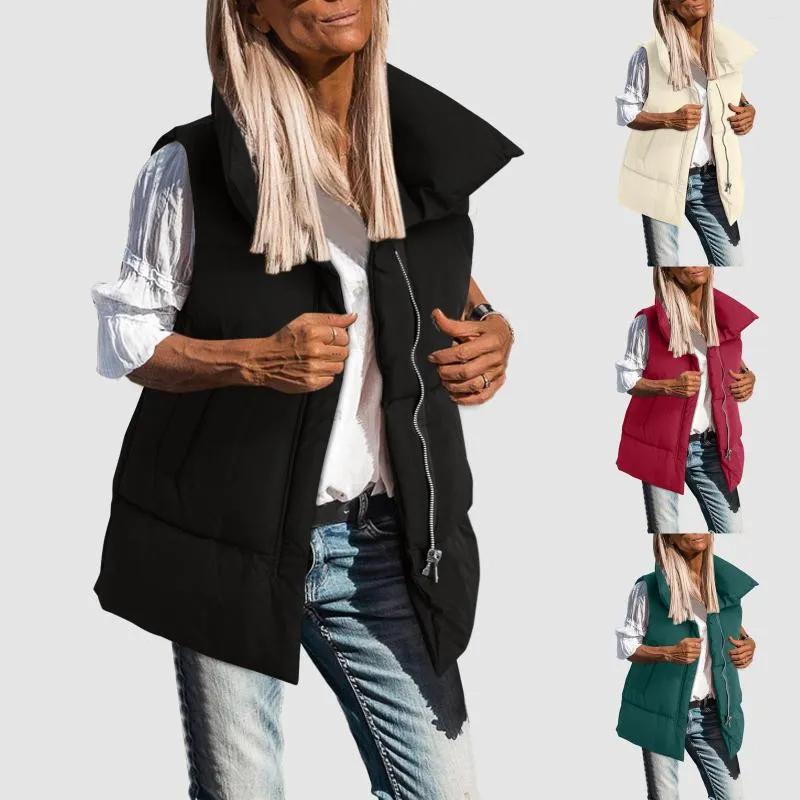 Gilets pour femmes Femmes Manteau Court Gilet Lâche Revers Pain Down Coton Veste Vêtements De Couchage Hiver