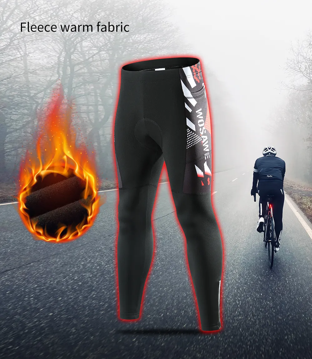 WOSAWE Women Cycling Pants Windproof Padded Long Pants Winter MTB