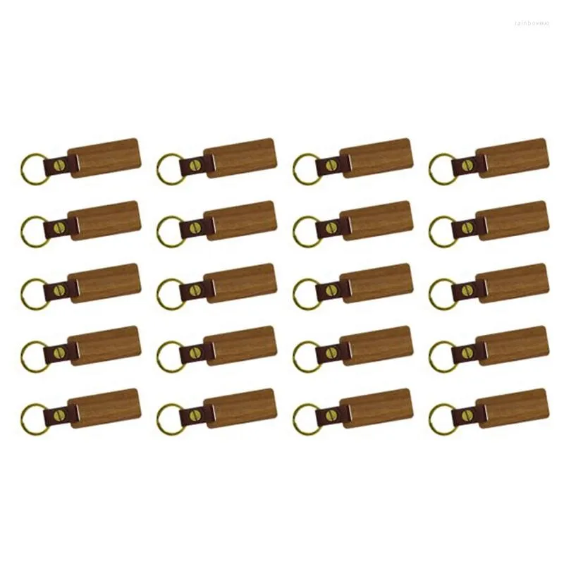 20 Unfinished Wooden Walnut Wooden Keychain With Rectangle Leather Blanks  And Keyring For DIY Projects From Rainbowwo, $18.24