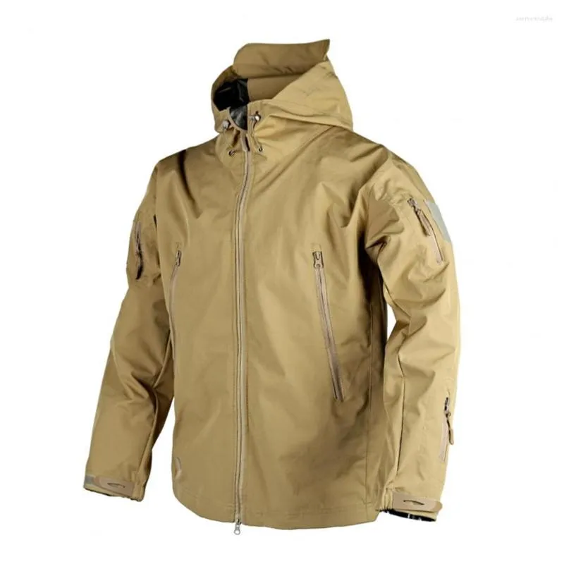 Jaquetas masculinas Zipper Placket Windbreaker Homens Primavera Outono Jaqueta Elegante Com Capuz Trench Coat Com Bolsos Para