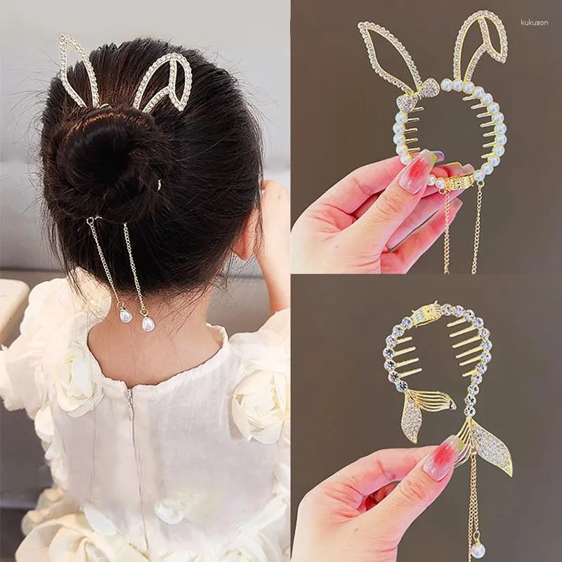 Hair Accessories Shiny Angel Wing Animal Ears Clip Elegant Tassel Pearl Hairpins Ponytail Bun Headband For Women Girl Accessorie