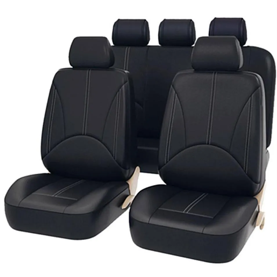 Bilstol täcker 9 st. Black Universal Leather Set Cushion 5 Sits Full Protector Cover ProtectorCar2565