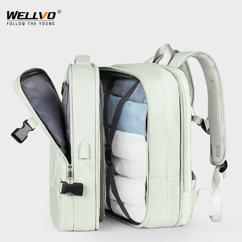 Sac à dos de voyage extensible sac pour ordinateur portable unisexe femmes grands sacs à bagages hommes étudiants voyage d'affaires USB Charge Mochila sac SportOutdoor Packs personnalisé wsap me