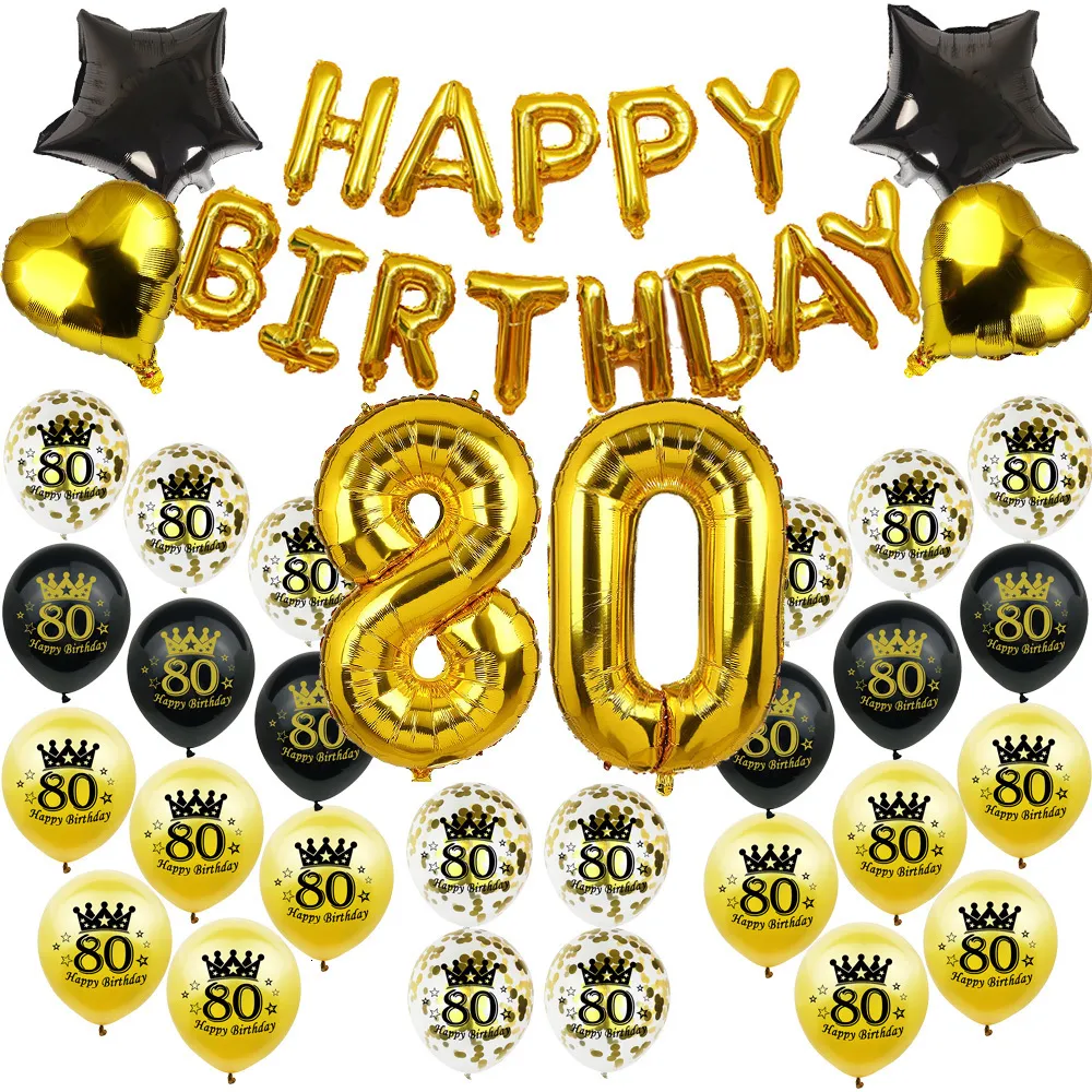 Другие товары для вечеринок Amawill Набор воздушных шаров для украшения 80-летия Золото Серебро Товары для вечеринок 80 лет Номер 80 Мужчина Женщина Декор с днем рождения 230923