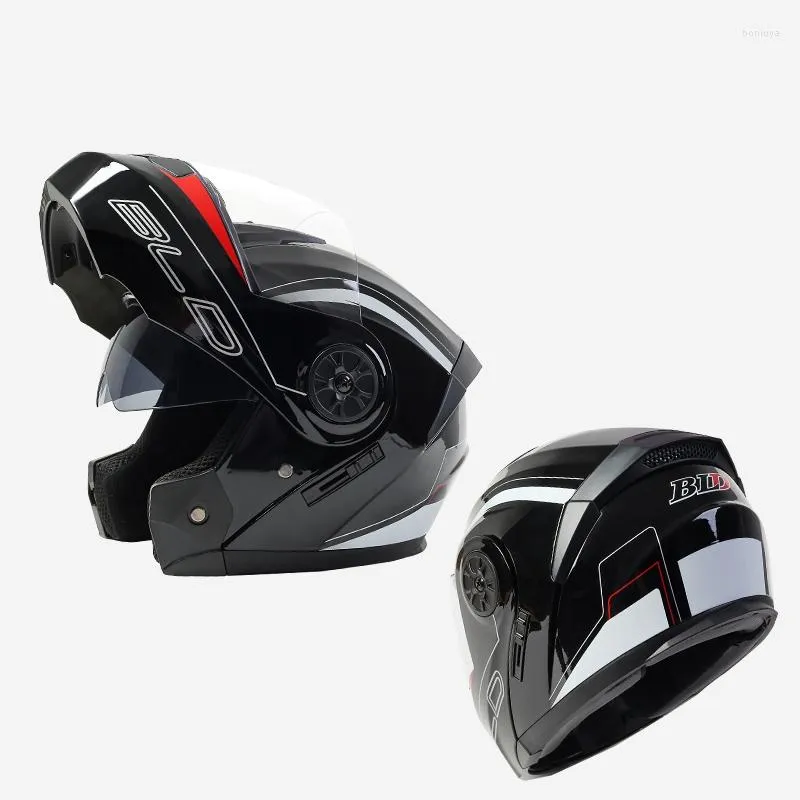 Cascos De Motocicleta BLD Modular Casco Flip Up Hombre Mujer Con