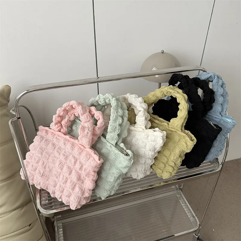 Sac à main matelassé à bulles pour femmes coréennes, sac de Shopping décontracté, Style paresseux, fourre-tout Portable, sac de rangement de collations, sacs suspendus pour poussette de bébé