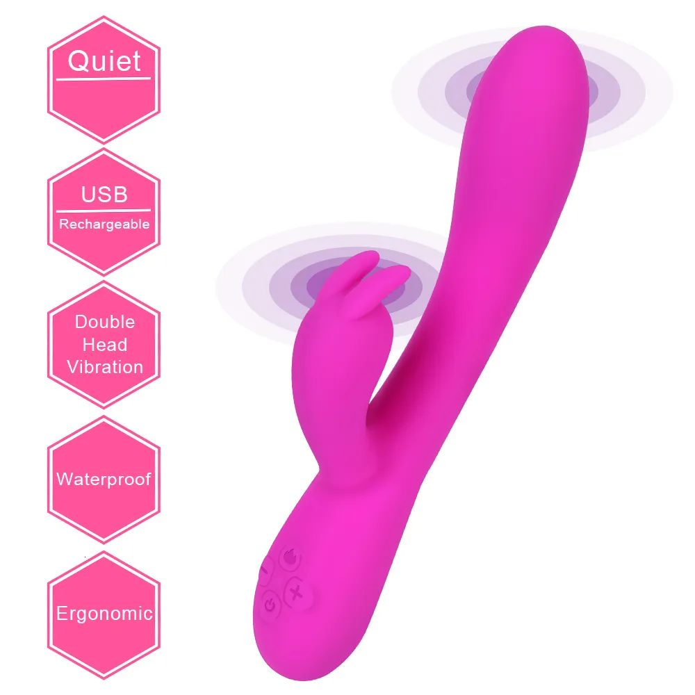 Vibratorer dubbla motorer dildo klitoris vagina stimulering 16 hastigheter sex leksaker för kvinnor g spot nippel massager uppvärmning kanin vibrator 230925