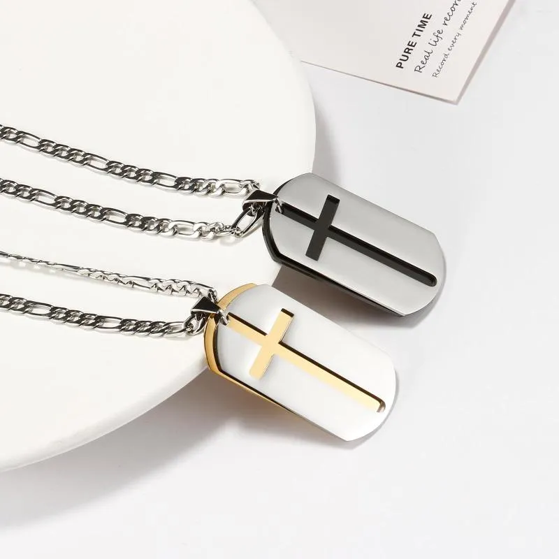 Chains Fashion Cross Pendant Necklace For Women Men Stainless Steel Gold Black Color Plated Figaro Chain On Neck Classic Jewelry Gift