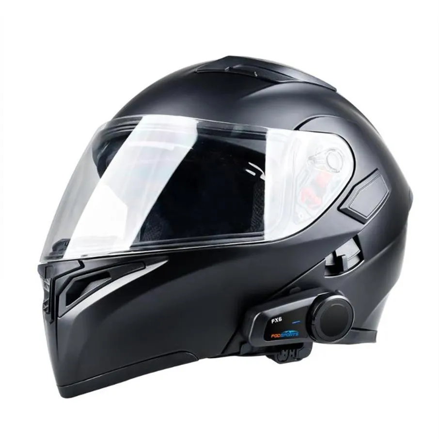 Motorcykel Intercom 2021 Version FODSports FX6 Hjälm Headset 6 Riders 800m FM Radio Moto Wireless Headsets för alla Helmets1308q