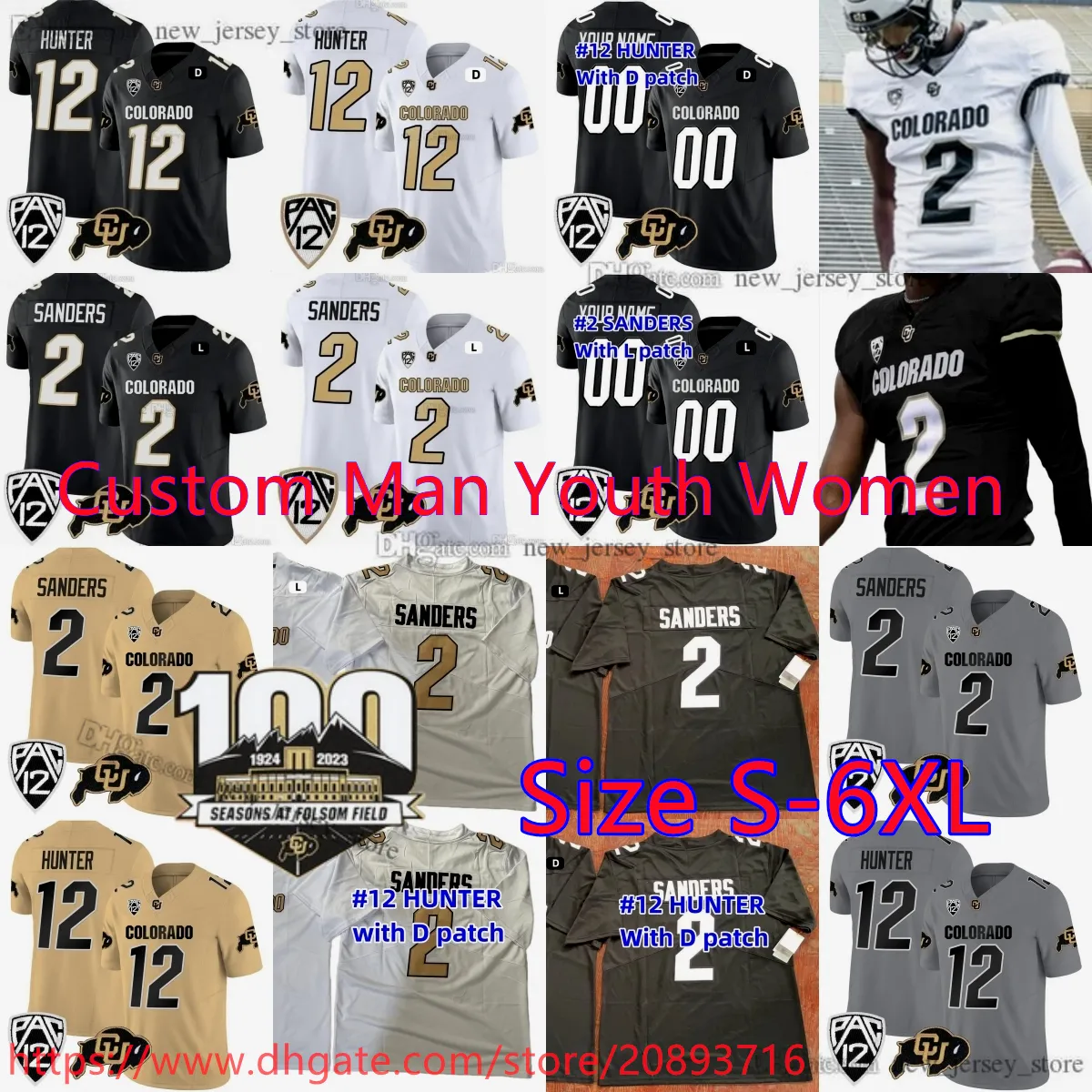 Custom S 6XL NCAA 2023 New Legend Football Colorado Buffaloes 2 Shedeur