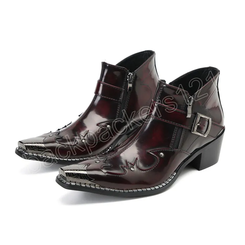 Primavera outono masculino salto alto couro formal vestido botas estilo britânico casamento alto sapatos pontiagudos botas de moda