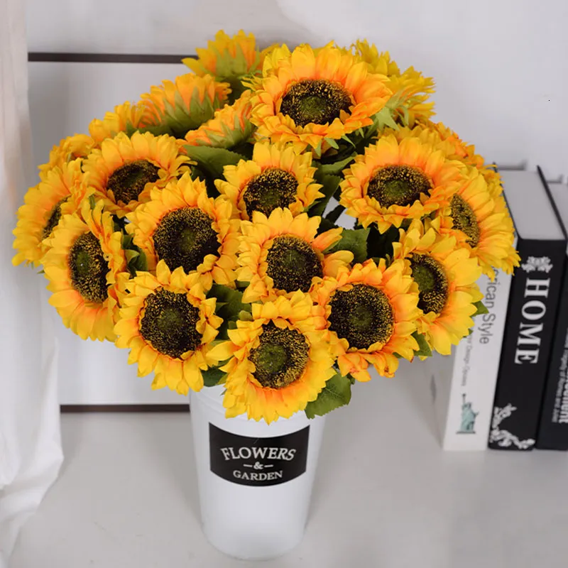 Dried Flowers 3510pcs Sunflower Decoration Artificial Flower Realistic Silk Daisies for Home Arrangement Wedding Party 230923