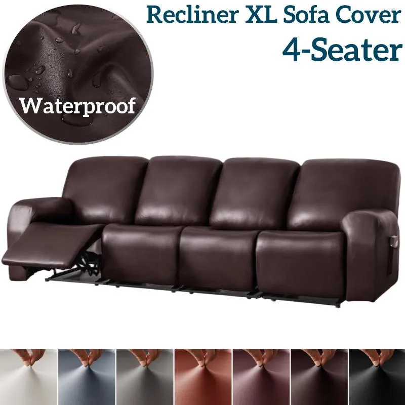 Stol täcker Recliner XL SOFA Cover Slipcover 4-sits faux läder vattentät icke-halk Pet Protector passar tvättbar avtagbar