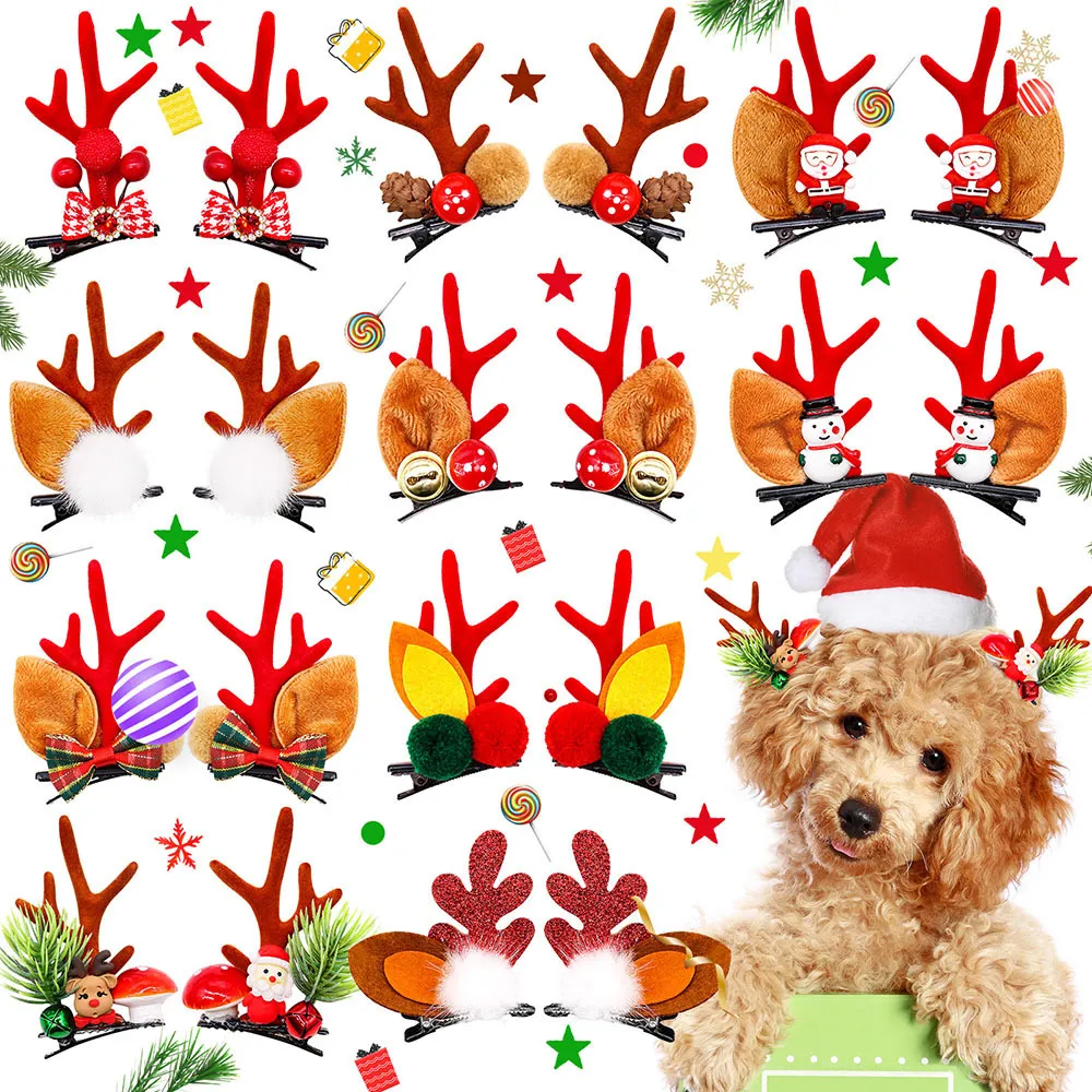 Ropa para perros 2 unids clips de pelo de navidad para perros hechos a mano clip para mascotas arcos pequeños accesorios para gatos suministros 230923