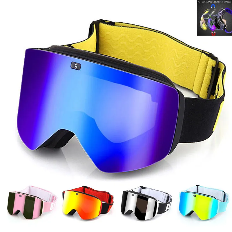 Okulowe okulary gogle z magnetycznym podwójnym warstwą spolaryzowaną soczewki narciarskie anty mgły UV400 Snowboard Mężczyźni Kobiety okulary 230925