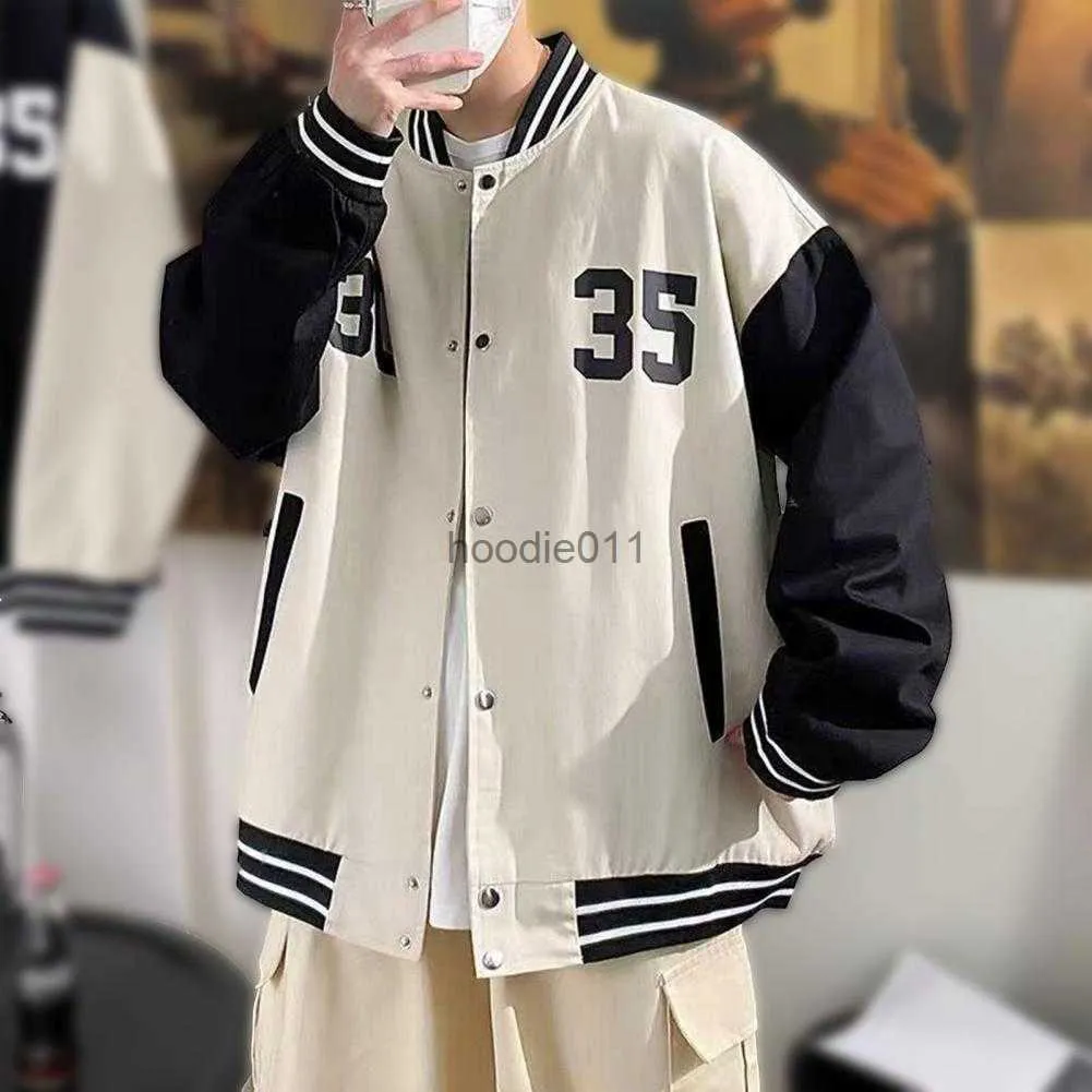 Herrjackor män jacka populära mode trendiga enkelbröst baseboll stil kappa för hösten män baseball uniform män kappa l230925