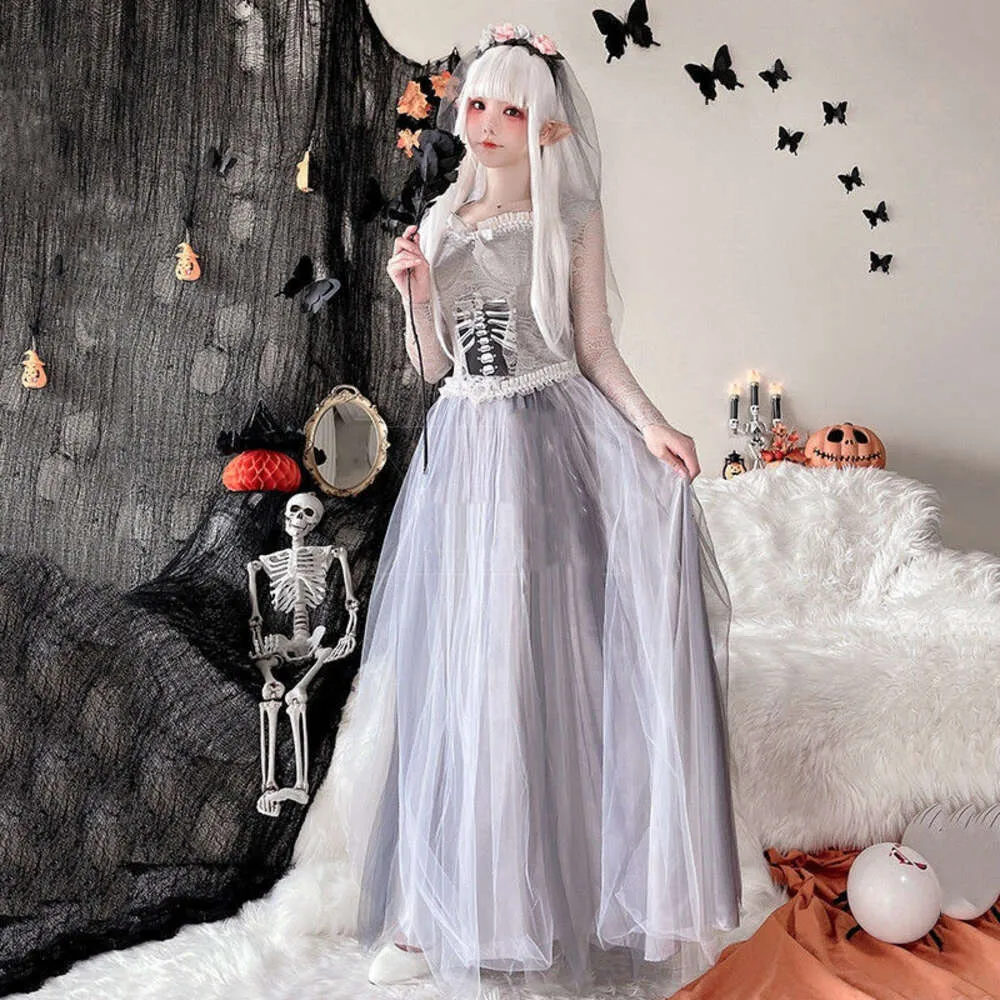 Halloween volwassen kleding Ghost bruid trouwjurk schedel zombie jurk terreur pop heks make-up baljurk