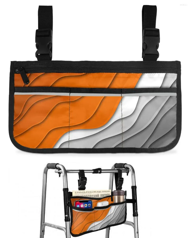 Aufbewahrungstaschen, orange, grau, Farbverlauf, geometrisch, abstrakt, Rollstuhltasche, Armlehne, Seite, Elektroroller, Gehgestell-Tasche