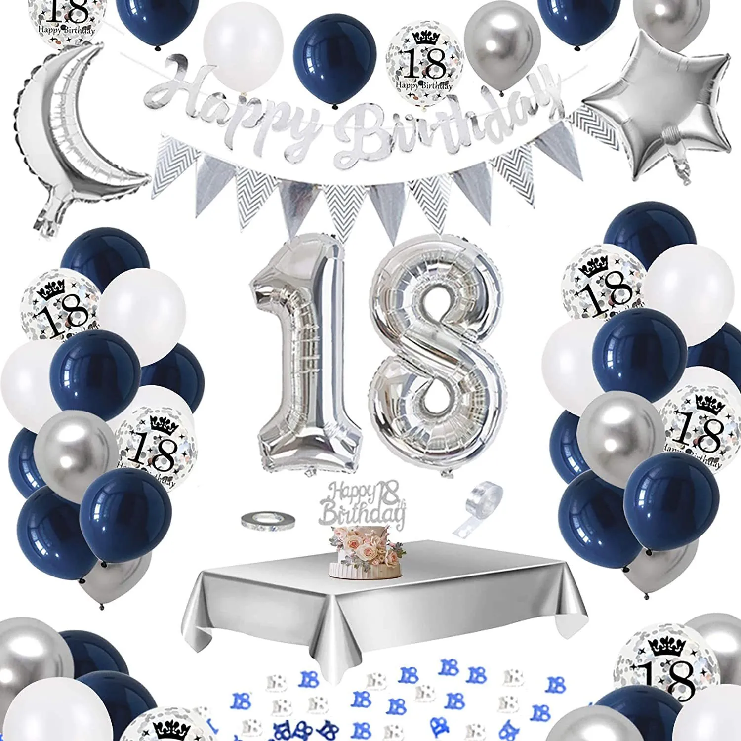 Inne imprezowe zapasy imprezy 18 30 urodzin Dekorowanie balonów 40 50 lat Dekoracje przyjęcia urodzinowe dla mężczyzn Kobiety Blue Confetti Balon Garland Arch 230923