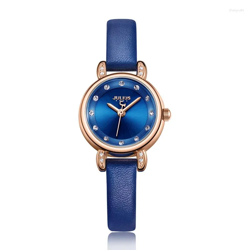 Wristwatches Julius Watch Blue Womens High Quality Brand Ladies Slim Promotional 2023 Winter Arrival JA-1086