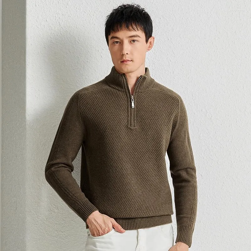 Men's Sweaters Zipper Cashmere Wool Clothes For Man Autumn & Winter Long Sleeve Thick Jumper Pullover Pure Sheep Knitwear