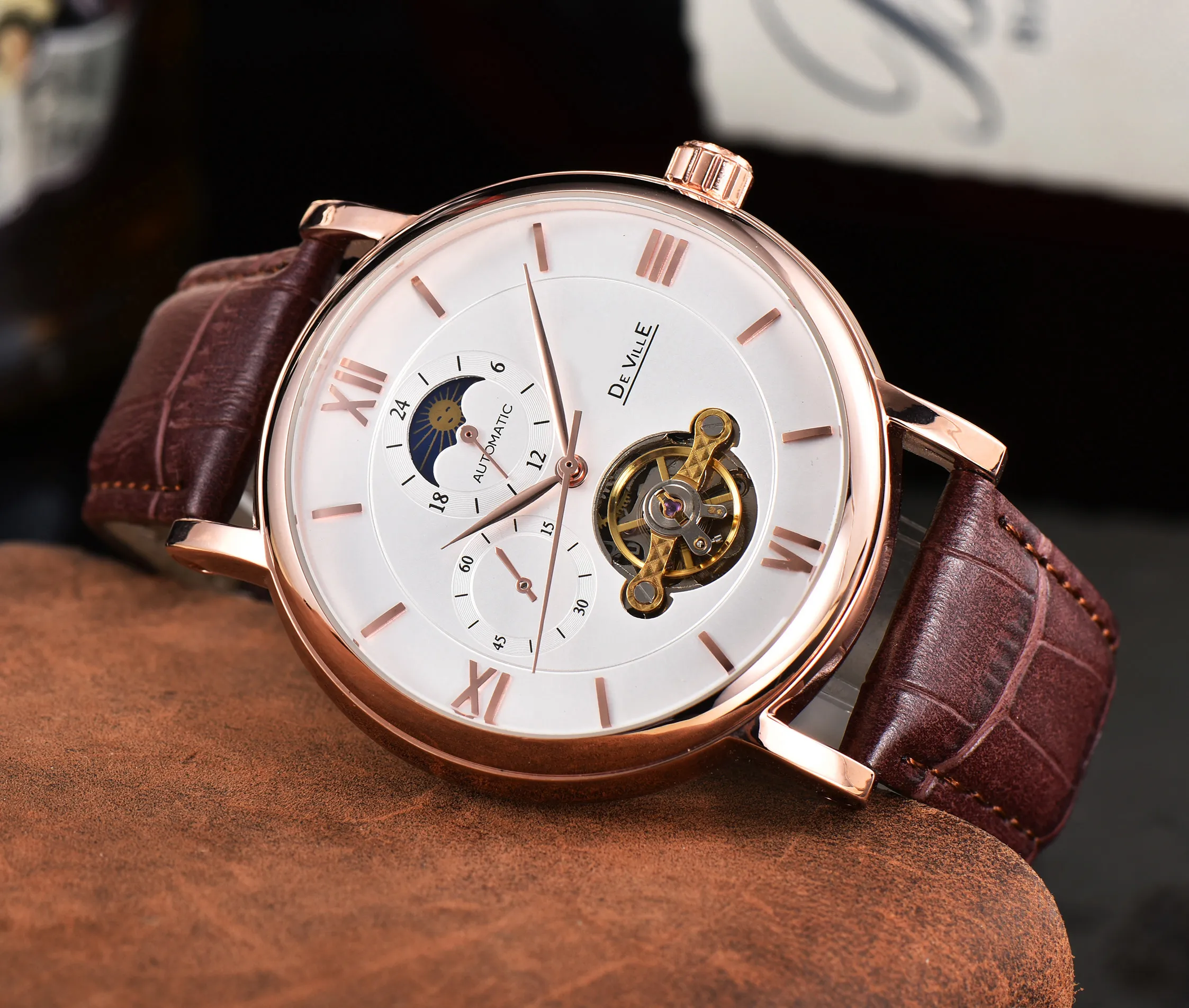 Mens luxury top leather watches