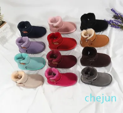 Bottes pour enfants Chaussures pour enfants de créateurs Fourrure de châtaigne Ciseaux en peau de mouton Mini plateforme en daim Tige confortable Automne et hiver