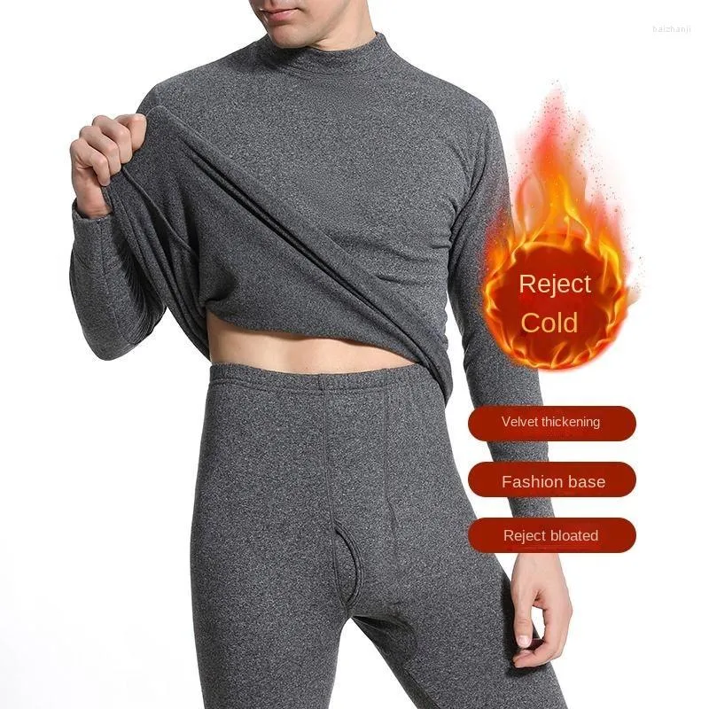 Sous-vêtements thermiques pour hommes, ensemble de caleçons longs d'hiver, Double Face, ponçage, chaleur, Slim, confortable, Plus velours, ensemble 2 pièces