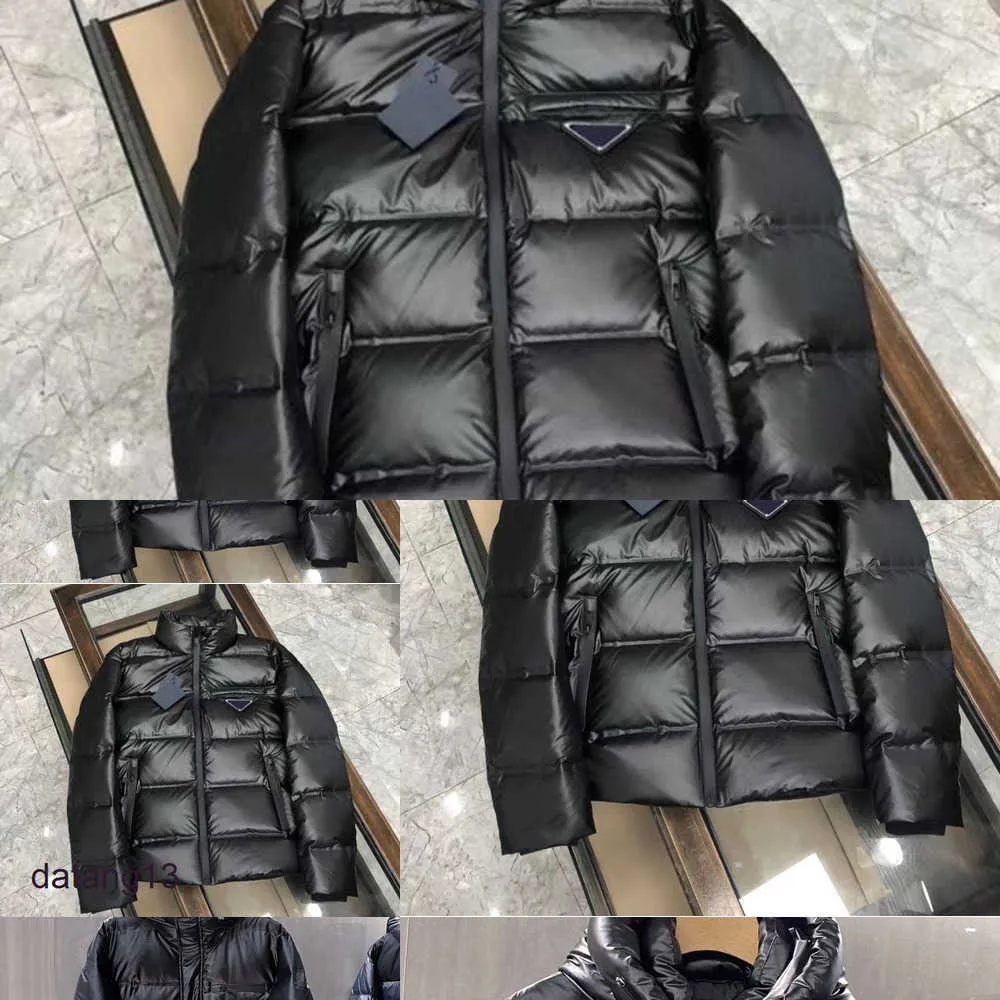 Jaquetas femininas clássicas prad1a jaquetas curtas com capuz casacos designer parkas moda triângulo invertido mens jaquetas inverno quente parker blusão d0k1