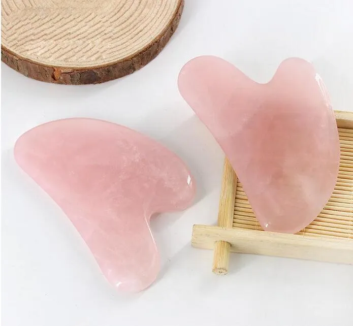 Tamax JD015 Rose Quartz Pink Jade Guasha Board Natural Stone Scraper Chińskie gua sha pad zz