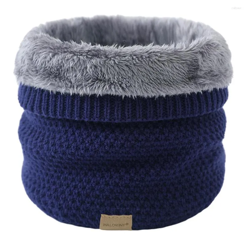 Halsdukar tjock stickad ring halsduk för kvinnor män vinter varm snood nacke solid unisex med fluff vår skidskidan ansiktsmask muffel