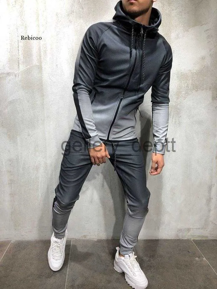 Survêtements pour hommes Survêtement pour hommes Jogging Top Bottom Sport Sweat Suit Sweat à capuche Pantalon Pantalon Set J230925