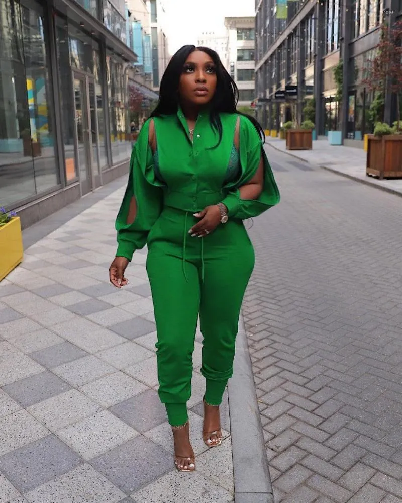 2023 Womens Casual Solid Color Two Piece Set Autumn Fashion Button