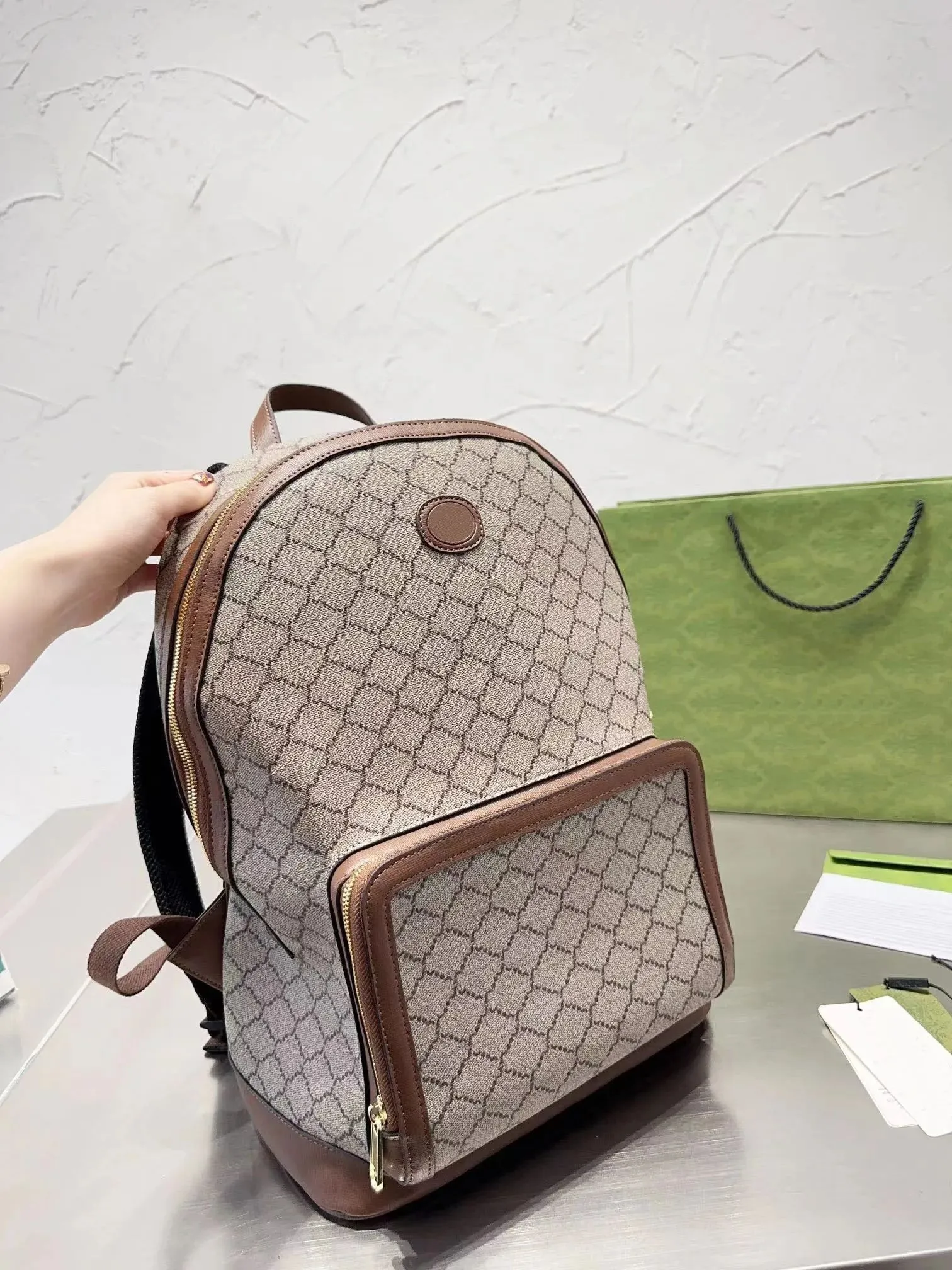 2023 Designer Rucksack Luxus Marke Geldbörse Doppelte Schultergurte Rucksäcke Frauen Brieftasche Echte Ledertaschen Dame Plaid Geldbörsen Duffle Gepäck Herrentasche.