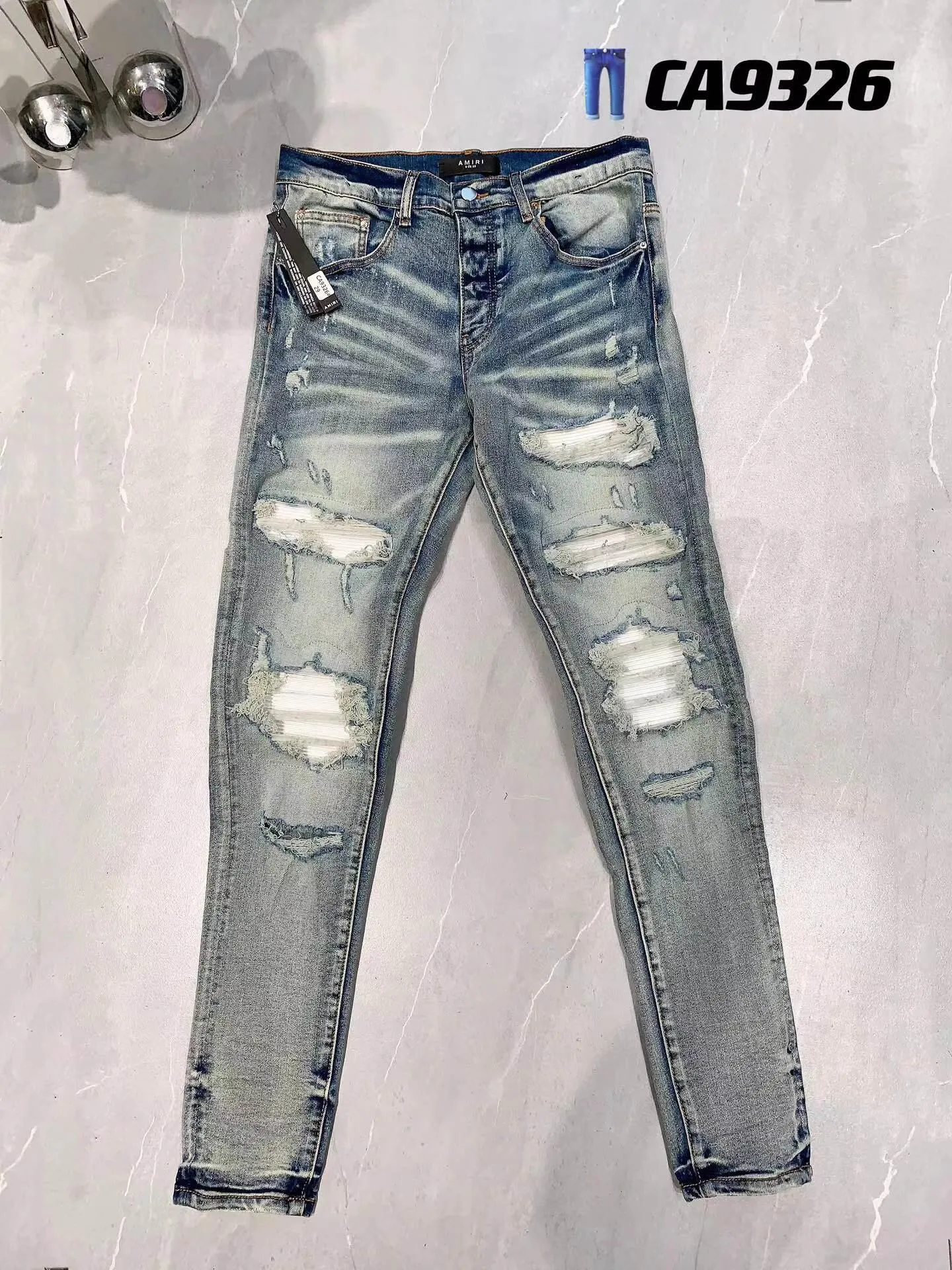 Jeans Hommes Violet Jeans Designer Jeans Mode Cool Slim Fit Moto Style Pantalon Denim Pantalon En Détresse Ripped Biker Broderie Patch 926