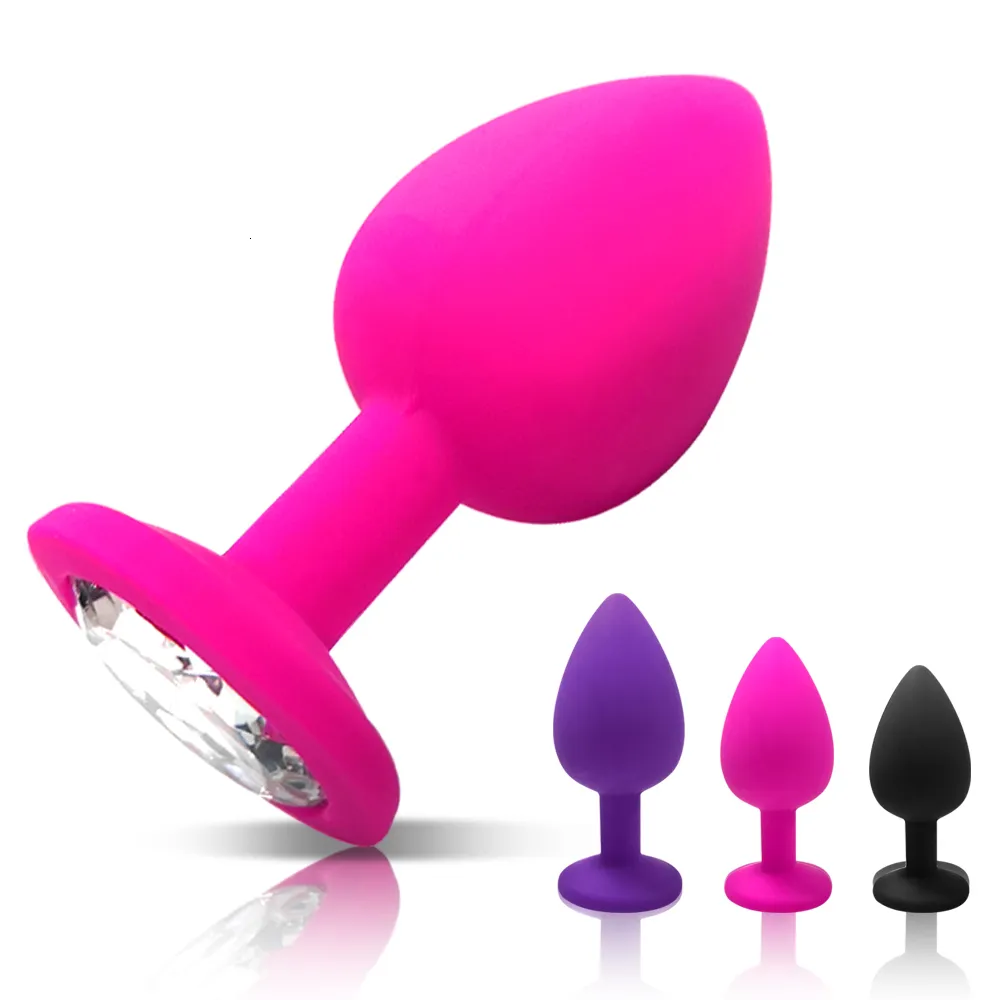 Anal Toys Principiante Plug 3 Tamaño diferente Butt con diamante acrílico desmontable Juguete sexual femenino para hombres Mujeres Parejas Juego 230925