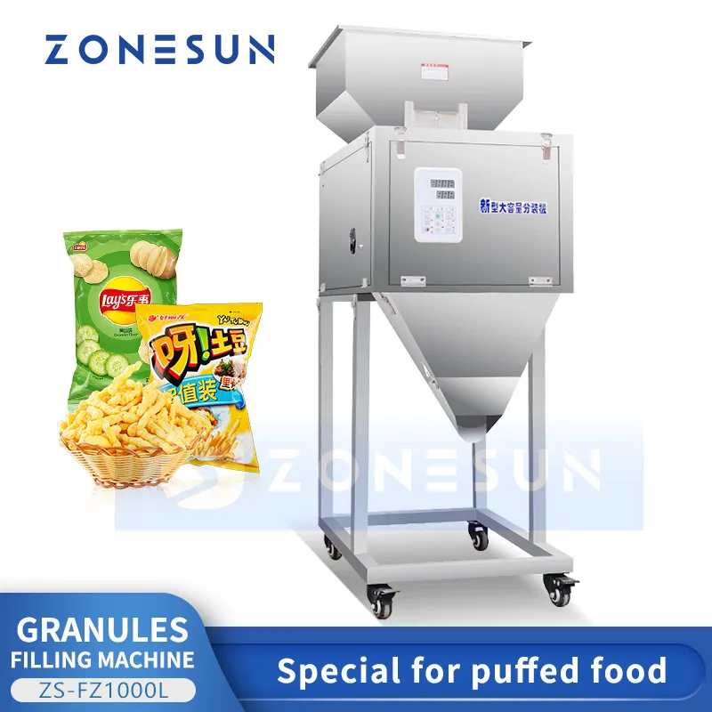 ZONESUN Machine d'emballage contrôle numérique remplisseur de particules Cheeze bouffées collations emballage peseuse équipement ZS-FZ1000L