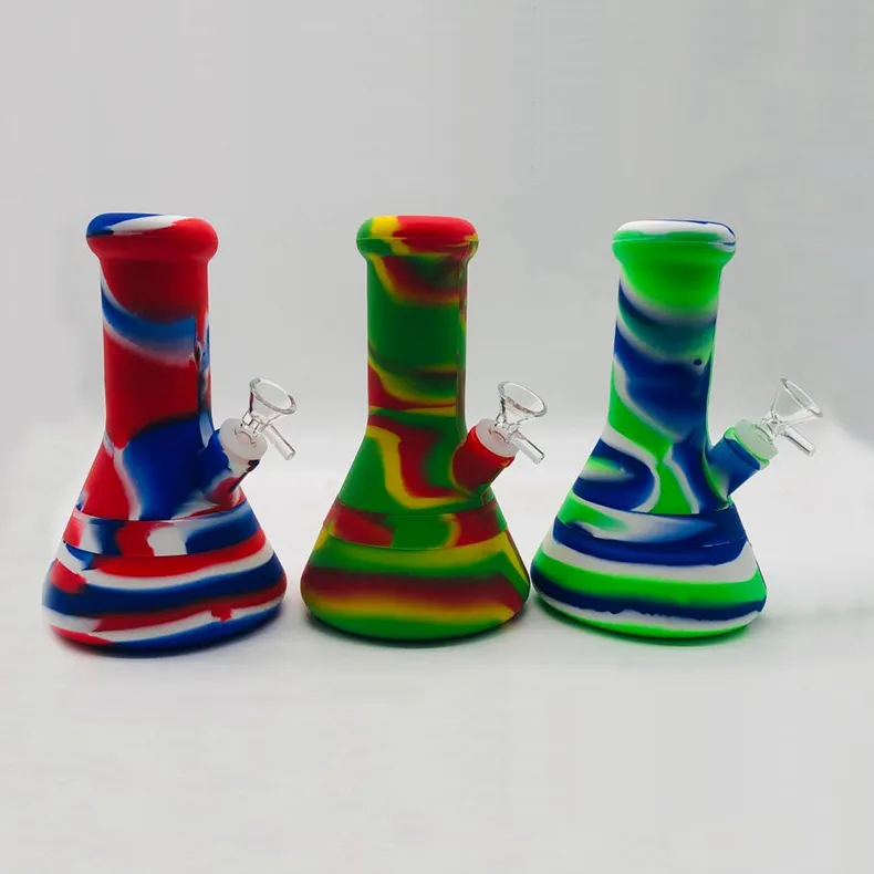 Dernier coloré fumer silicone Bong tuyaux Kit Portable amovible voyage barboteur herbe tabac bol plates-formes pétrolières conduite d'eau Bongs Dabber porte-cigarette tuyau DHL