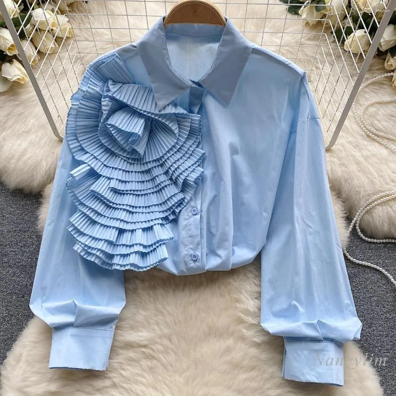 Womens 3D Flower Loose Slimming Blouse, High Grade Autumn Shirt, Light  Luxury Temperament Top From Shacksla, $24.1