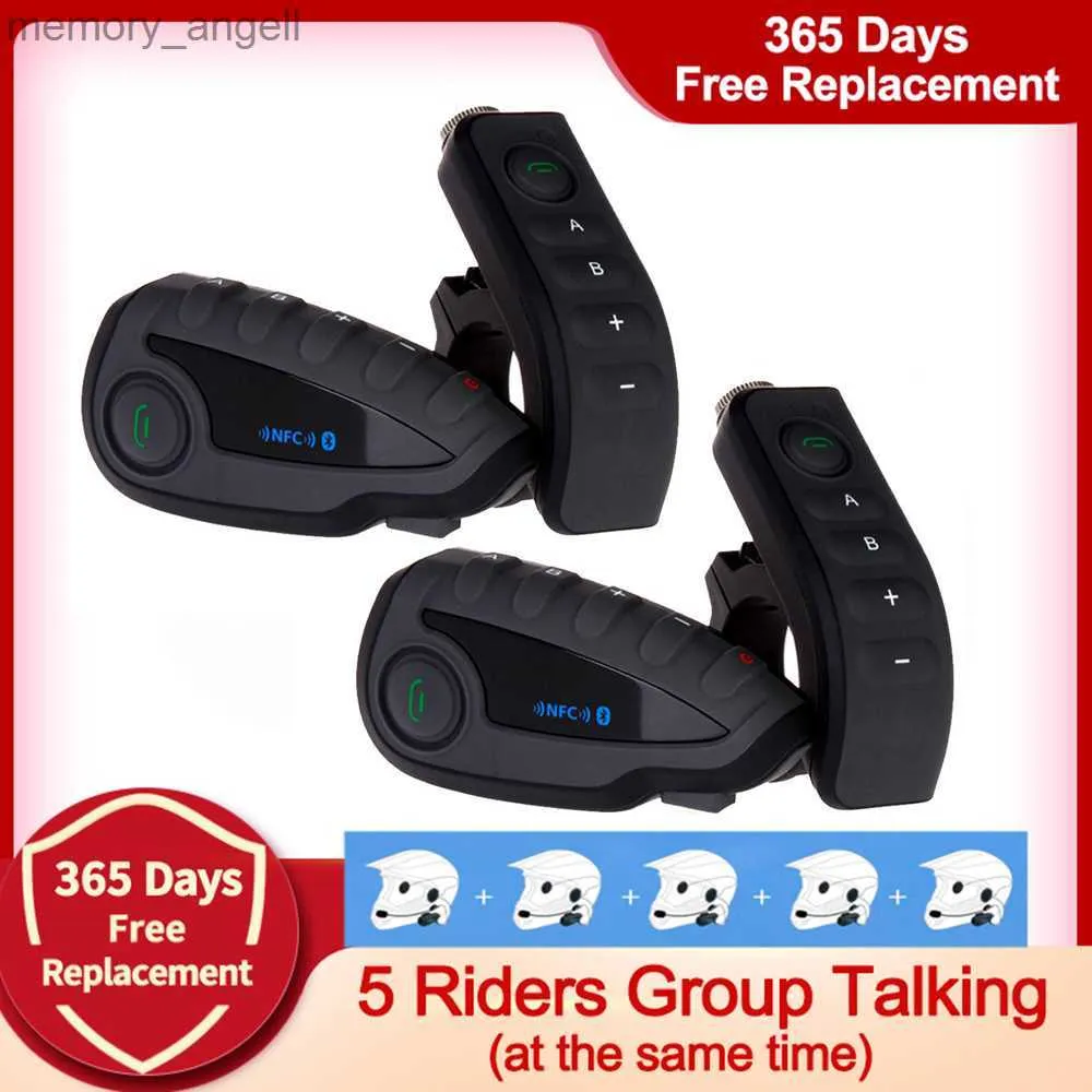 Walkie Talkie V8 1200M Bluetooth Intercom Motorcykelhjälm Interphone Headset NFC Remote Control Full Duplex +FM HKD230925