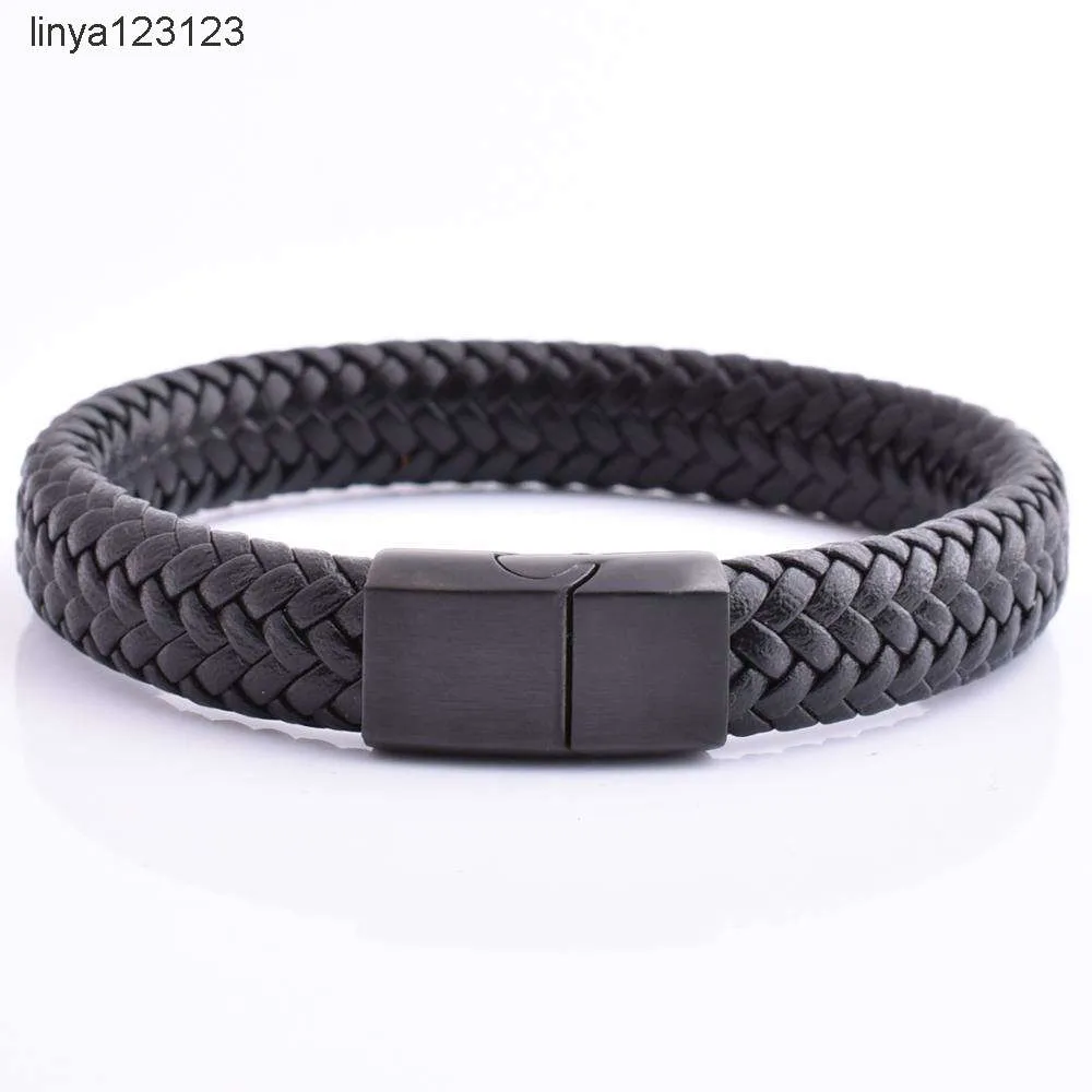 Bracelet de luxe en cuir véritable pour hommes, fermoir magnétique, bijoux, vente en gros