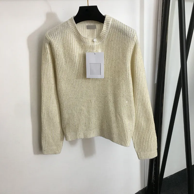 Fashion Pullover Sweaters Ladies Elegant Sweater Winter Knit Topps Luxury Shinning Wool Shirt tröja Kläder