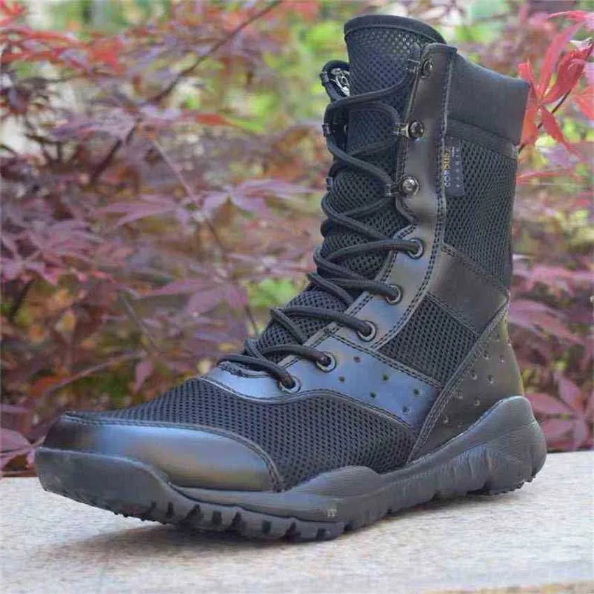 Boots Summer Combat Boat Men Women Climbing Training Lightweight Waterproof Tactical Outdoor Hiking Shoes Breathable Mesh Army 220819
